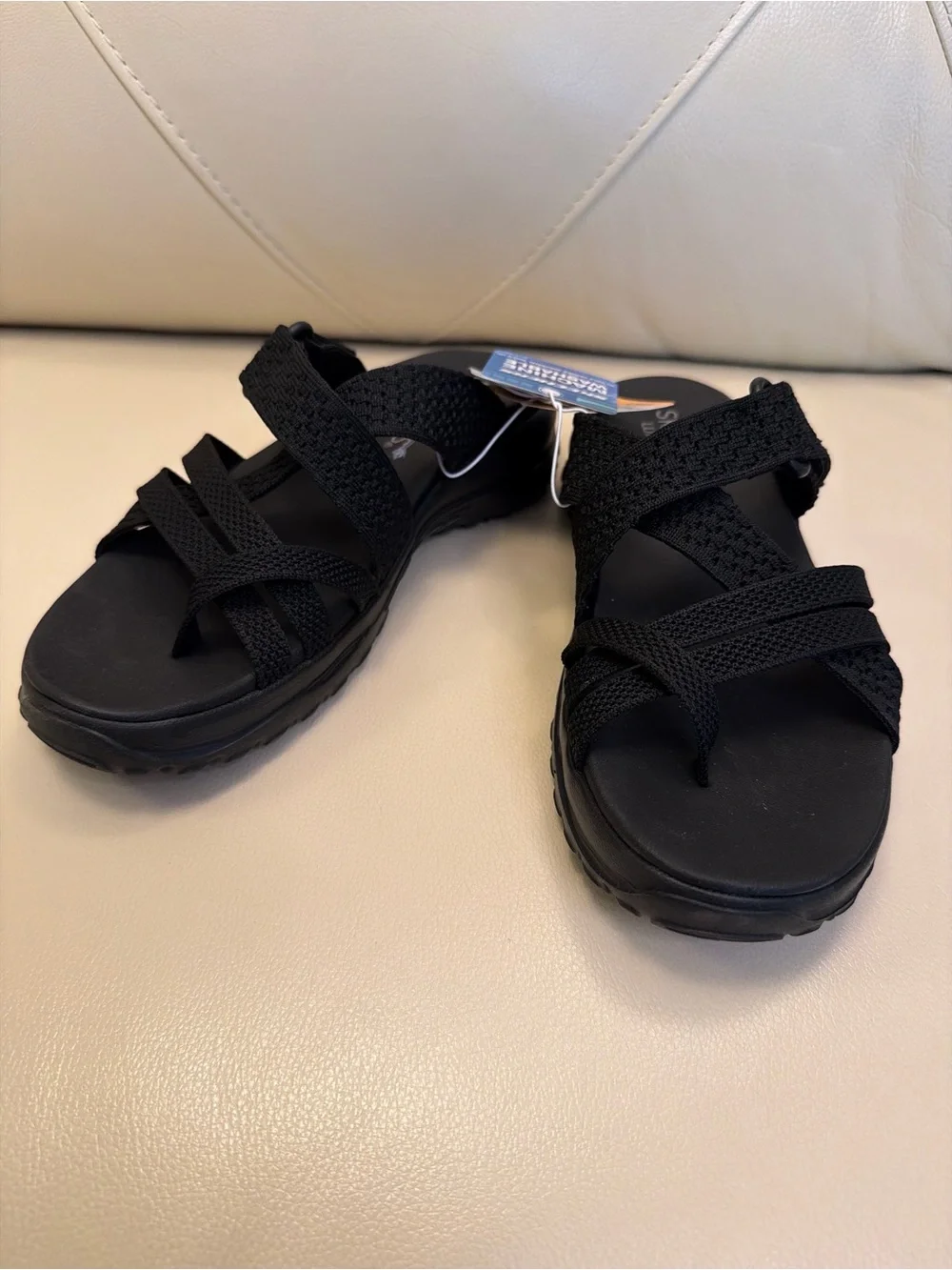Skechers Women's Black Strappy Slide Sandals